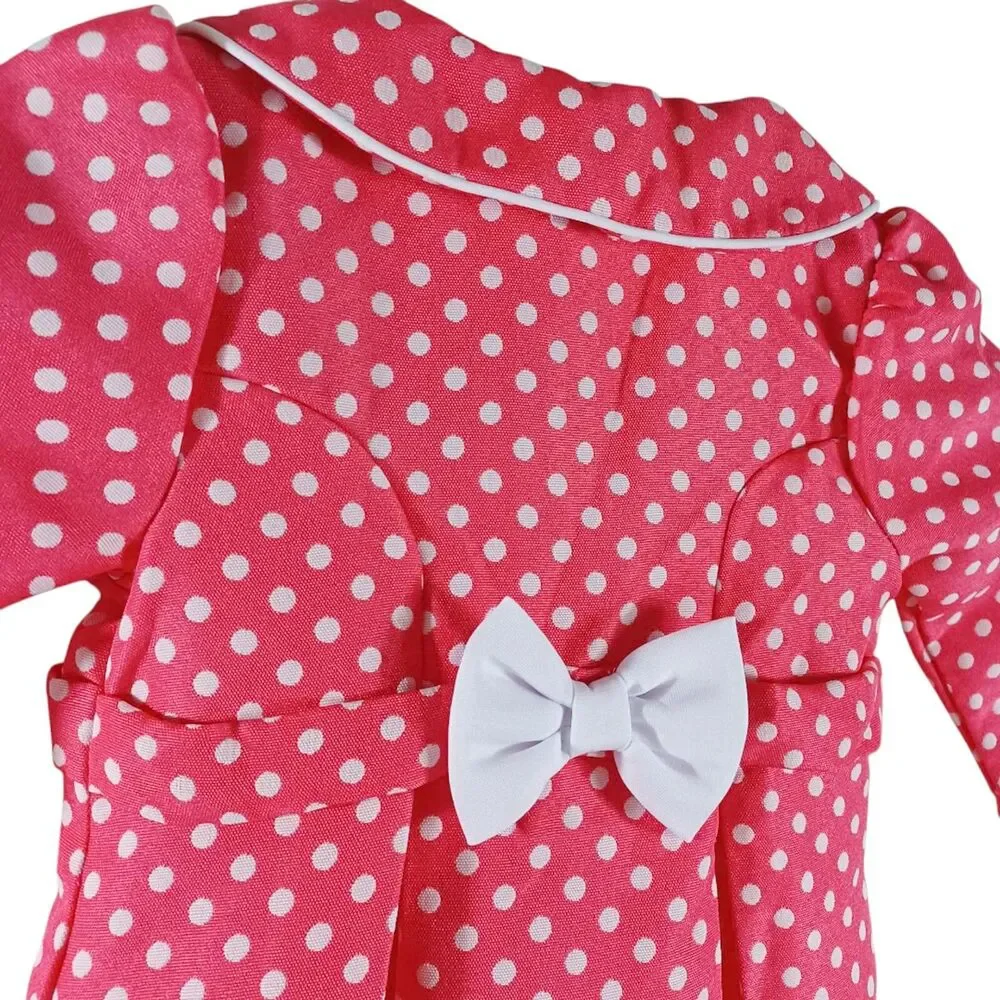 Bonnie Baby Polka Dot Peacoat Jacket 12M Pink White Bow Back Vintage Style Girls